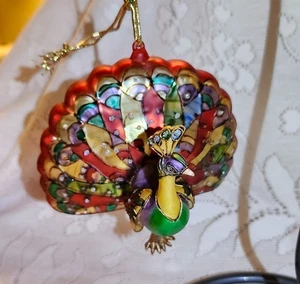 Blown Glass Peacock Christmas Ornament - Picture 1 of 7