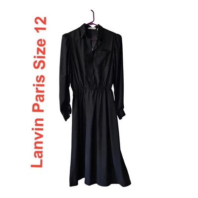 Lanvin Париж Нью-Йорк черный длинным рукавом Midi платье рубашка платье классический - Изображение 1 из 4