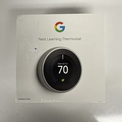 Google Nest Learning Thermostat - Stainless Steel - T3007ES New In Box - Image 1 of 4