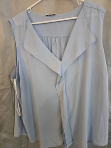 Calvin Klein Gathered V-Neck Sleeveless Top Blue Ps Size 3x - Picture 1 of 6