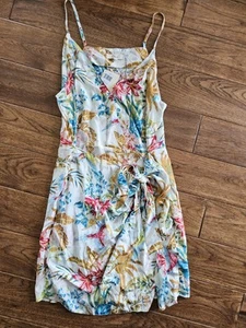Elan Floral Midi Wrap Dress Women's Size L Tropical Nautical Beach Resort NWT - Picture 1 of 12