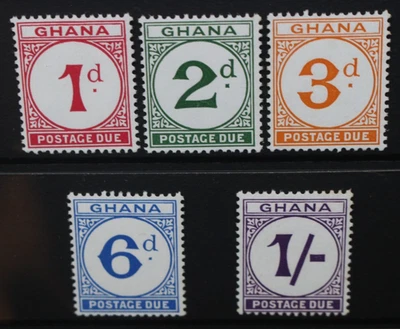Cuotas de franqueo de Ghana 1958. Juego de 5 a 1/-. Como nuevo nunca montado. SGD14-D18. Foto 1 de 2