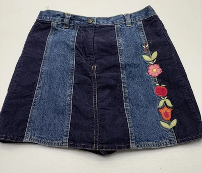 Gymboree skort Corduroy Denim Floral Apple Youth Large 8 YRS 2002 - Image 1 of 4