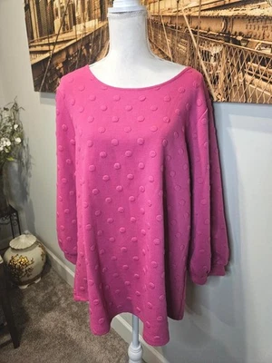 Nuevo con etiquetas Suéter Anthropologie W5 Rosa Manga Larga Texturizado Lunares 2XL Foto 1 de 4
