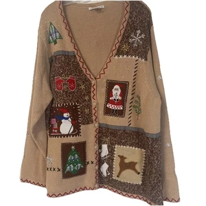 Reference Point  Christmas Collection Cardigan Sweater  Santa VNTG ￼ Plus Sz 3x - Picture 1 of 23