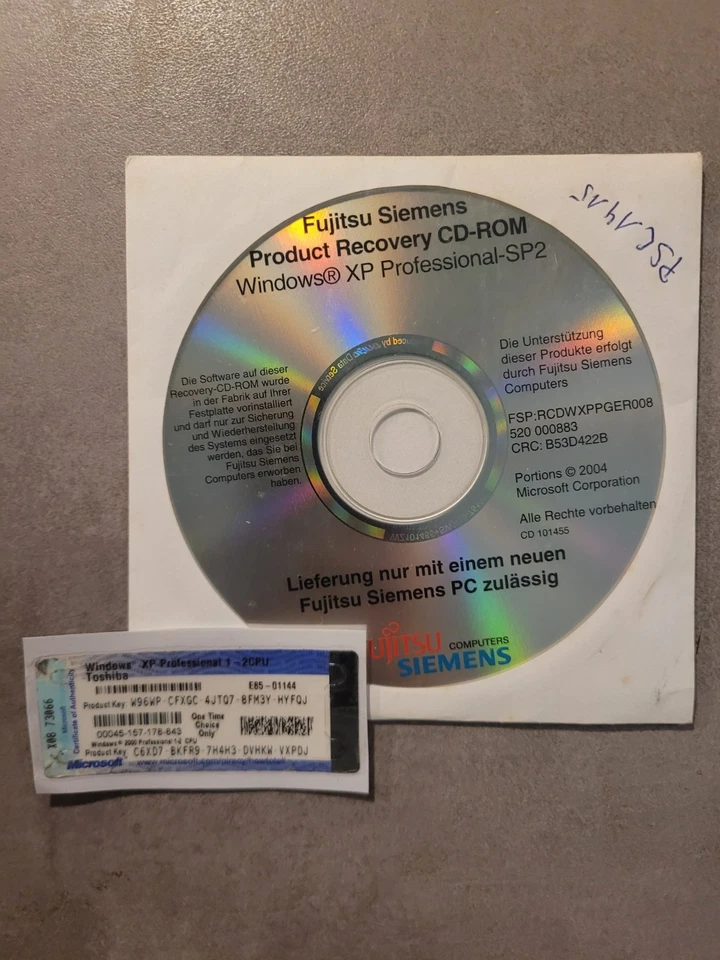 CD Windows XP Professional SP2 inkl. Lizenzaufkleber - Bild 1 von 1