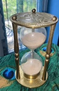 Vintage brass Pegasus zodiac hour glass Roman numerical sand timer Rare Find Lg - Picture 1 of 17
