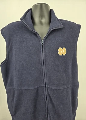 Notre Dame Fighting Irish Sweater Vest XL Navy Blue Full Zip Fleece Football - Image 1 of 4