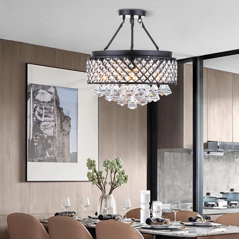 Modern Chandeliers Crystal Pendant Light Fixture Flush Mount Ceiling Lights Cover