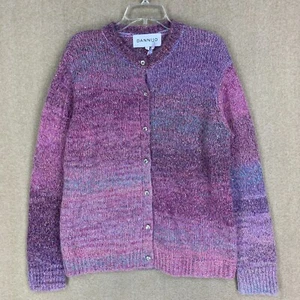 NEW! Dannijo Sweater L Womens Purple Cardigan Chunky Knit Sequin Rhinestone - Picture 1 of 11
