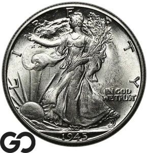 1945-D Walking Liberty Half Dollar, Choice BU++ - Picture 1 of 3