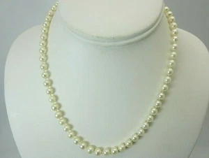 Original Agua Salada Cultivada Perla Collar 6MM 17" 14k Oro Amarillo Langosta - Imagen 1 de 9