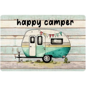 Happy Camper RV Door Mat for Indoor Outside 17"x30" Non-Slip Entrance Summer - Picture 1 of 4