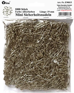 1000 Mini Sicherheitsnadeln silber klein ca. 19 mm, Sicherheits- Nadeln, E90015 - Bild 1 von 2