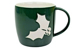 2011 Starbucks Holiday Green White Coffee Mug Holly Leaf Berries Christmas  - Picture 1 of 10