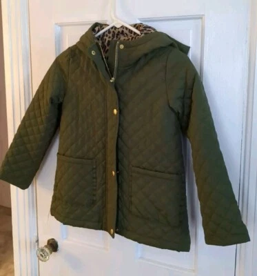 J экипажа выстеганная девочка сарая куртка размер 8 с капюшоном, карманы, зеленый - Изображение 1 из 4