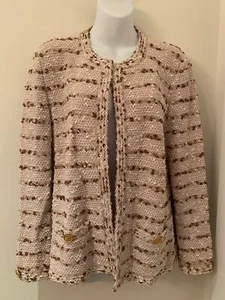 Vintage beige cardigan jacket Village Couture Locust Valley NY gold buttons 10 - Picture 1 of 11
