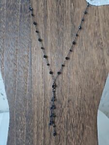 1928 Brand Black Faceted Bead Black Chain 16" Necklace