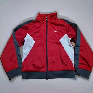 Nike Boys Size 4 Track Jacket Full Zip Red colorblock Embroidered Logo - Picture 1 of 8