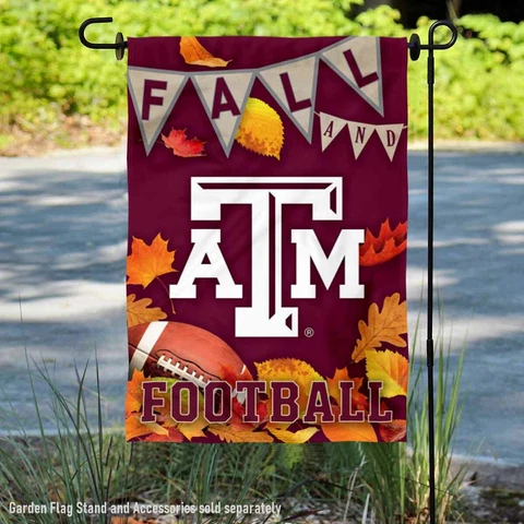 Texas A&M Aggies Fall Leaves Football Season Garden Flag and Yard Banner Cover