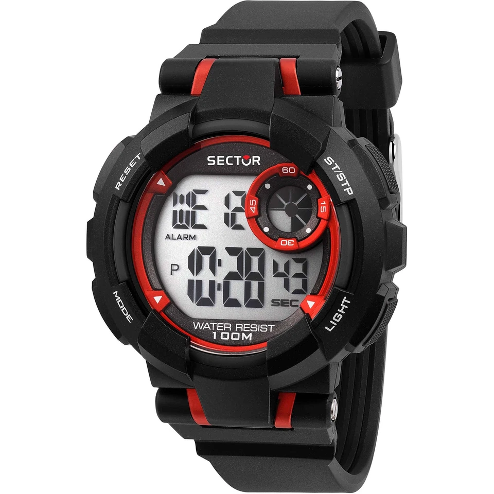 Sector Ex-36 R3251283001 Watch Silicone Black Red Digital Chrono Dual - Image 1 of 1