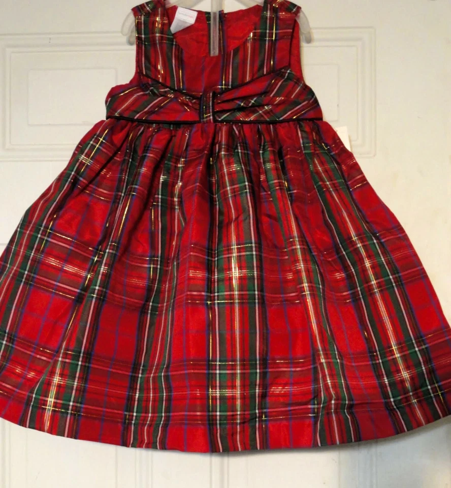 Wonder Kids 女孩 18 个月假日/派对/图片连衣裙/内裤红色/绿色格子全新无标签 — 第 1/1 张图片