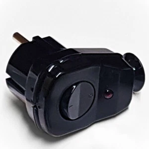 Winkelstecker mit Schalter schwarz Schuko-Stecker + Schalter + Kontrollampe awa - Bild 1 von 6
