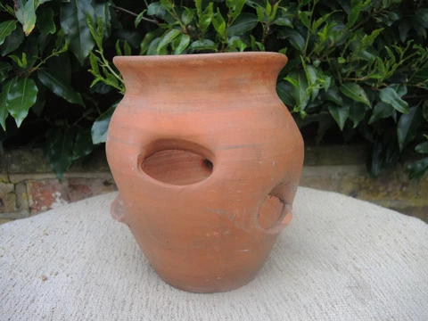 Weathered  Terracotta Strawberry Pot Garden Planter 9" High (501) Cover