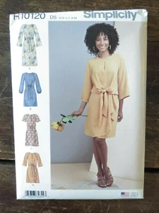 Uncut Simplicity Pattern R10120 Tie Front Raglan Sleeve Dress 2 Lengths Sz 4-12 - Picture 1 of 9