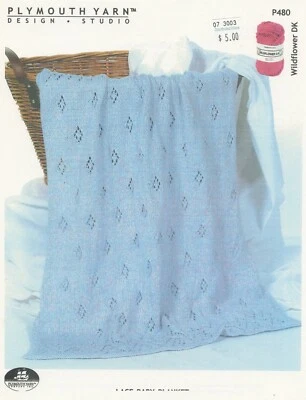 Plymouth Knitting Pattern P480 Wildflower DK Lace Baby Blanket - Image 1 of 2