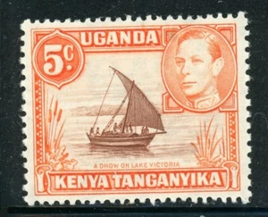 KENYA UGANDA TANGANYIKA 68 SG133 MH 1949 5c KGVI Dhow Perf 13X11&1/2 CV$8 - Picture 1 of 1