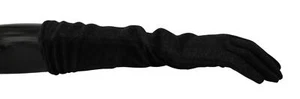 Dolce & Gabbana Black Gray Mid Arm Length Mittens Wool Gloves - Picture 1 of 5