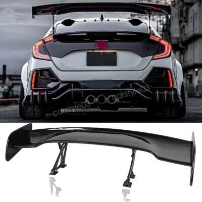 57" For Honda Civic Glossy Black Adjustable Rear Trunk Spoiler Wing GT-Style Foto 1 de 4