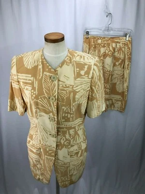 Traje falda para mujer Evan Picone beige estampado palma 4 Foto 1 de 4