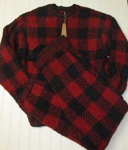 Acogedor conjunto de 2 piezas de top y pantalones jogger SKIMS a cuadros Buffalo talla pequeña mediana - Imagen 1 de 5