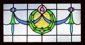Beautiful Edwardian Rosebud & Swags Antique English Stained Glass Window - Picture 1 of 1
