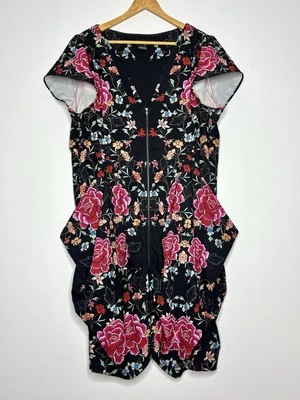 City Chic Plus Size L 20 Women's Dress Floral Stretch Cap Sleeve Zip Front Tunic - image 1 of 4