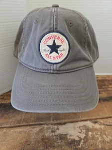 Converse All Star Chuck Taylor Hat Cap Strap Back Patch Gray Cotton Adj. - Picture 1 of 6