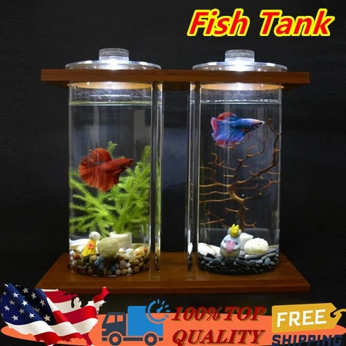 Betta Fish Tank Mini Fish Bowls For Beta Fish Glass Aquaponic Fish Tank Clear - Image 1 of 4