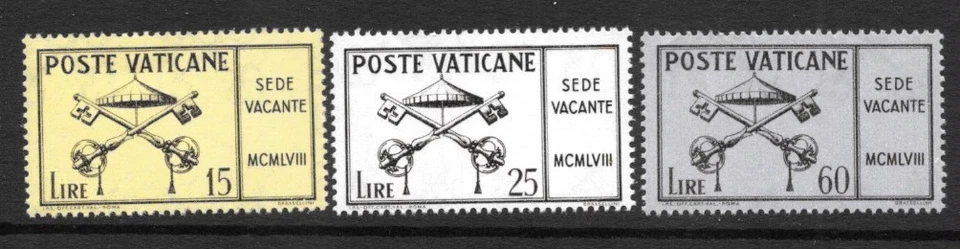 Sello de la Ciudad del Vaticano, 1958, sc # 247-49 (3), MLH / va - 118 Foto 1 de 1