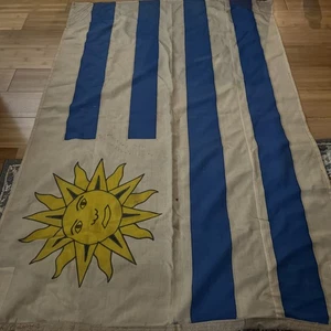 Vintage Sewn Cotton Uruguay Flag Sun May World Cloth Antique Textile Art Decor - Picture 1 of 5