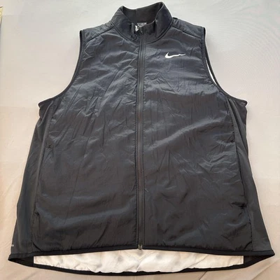 Nike Aerolayer Running Vest Mens 2XL Black Insulated Lightweight Zip Pockets - Image 1 of 4