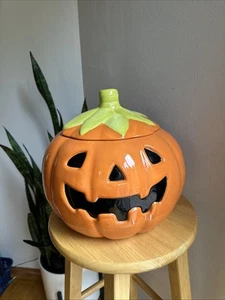 Pottery Barn Kids Pumpkin Jack-O-Lantern Cookie Jar Large Perfect Condition - Picture 1 of 7
