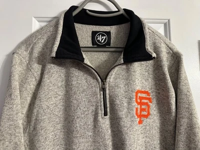 Pulôver de lã marca 47 San Francisco Giants beisebol 1/4 zíper, grande - Imagem 1 de 4