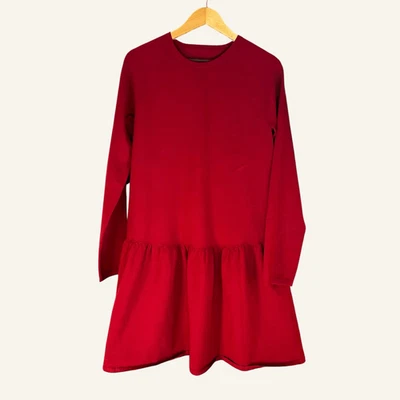 Vestido Max Mara Rojo Tejido Cintura Caída Mangas Largas Talla L Básico Lujo Foto 1 de 4