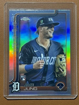 2025 Topps Chrome 225 Jace Jung RC SP Image Variation Refractor Detroit Tigers - Image 1 of 2