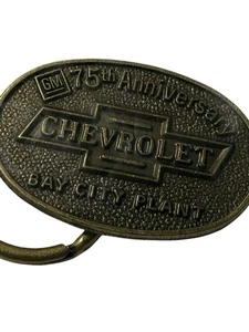 Vtg Chevrolet 75th Anniversary Bay City Plant Keychain 1913 Baby Grand Car GM - Picture 1 of 4