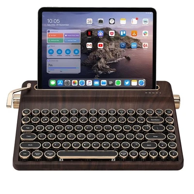 YUNZII QL75 Wireless Typewriter - Mechanical Keyboard- Round Keys - Wood Onyx - Image 1 of 3