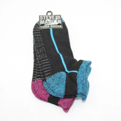 Paquete de 2 calcetines de yoga al tobillo Steve Madden para mujer negro azul rosa agarre antideslizante 9-11 Foto 1 de 4