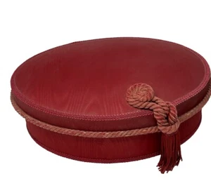 Princess Marcella Borghese Oval Red Silk Moire Vintage Trinket Jewelry Gift Box - Picture 1 of 17